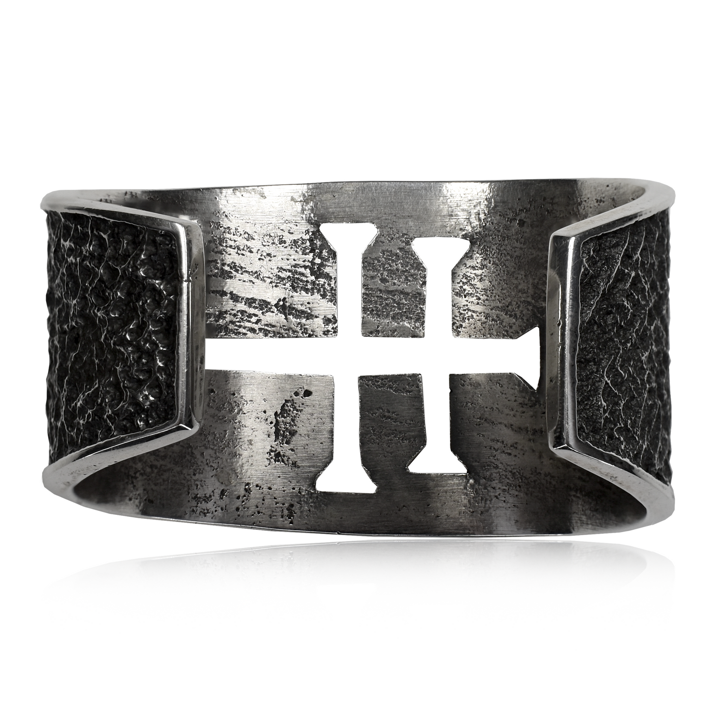 Tufa Cast Dragonfly Cross Sterling Silver Cuff by Aaron Anderson