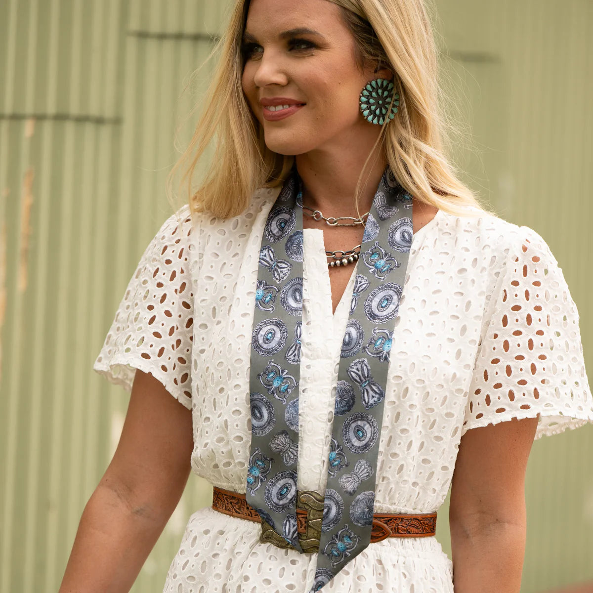 Fringe "Turqs and Conchos" Silk Twilly