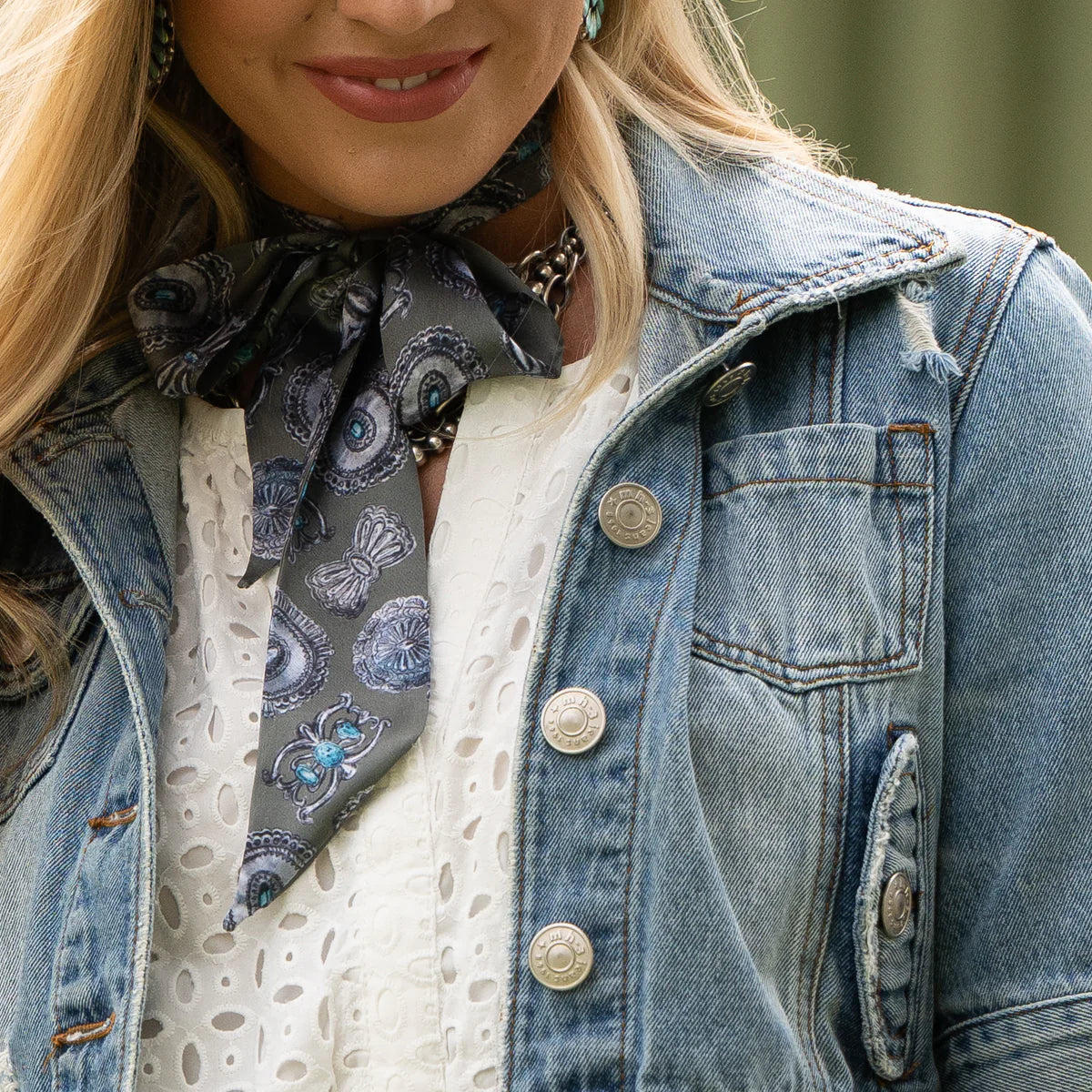 Fringe "Turqs and Conchos" Silk Twilly