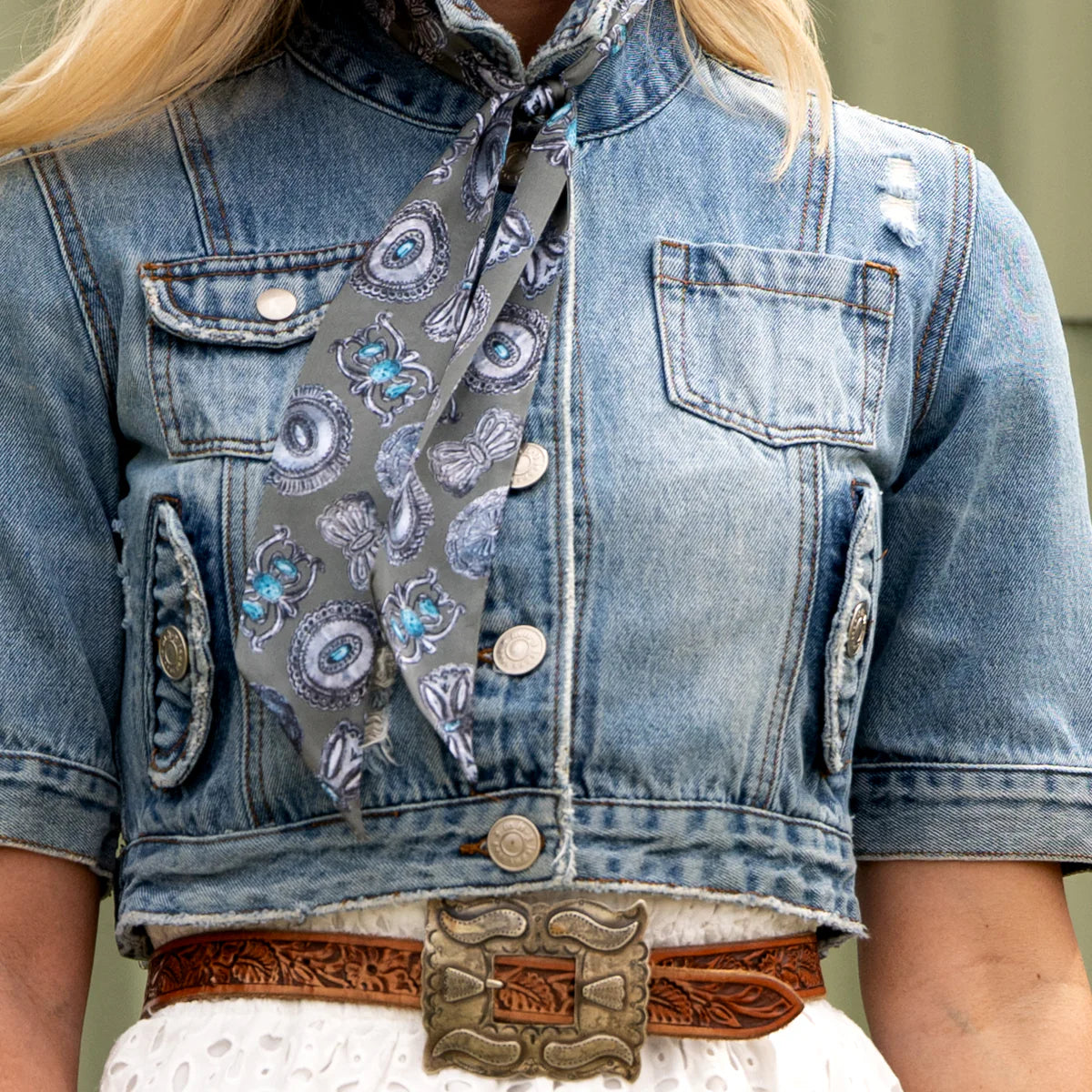 Fringe "Turqs and Conchos" Silk Twilly