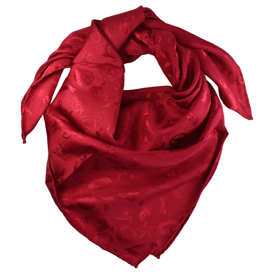 Red Cowboy Logo Jacquard Silk Wild Rag