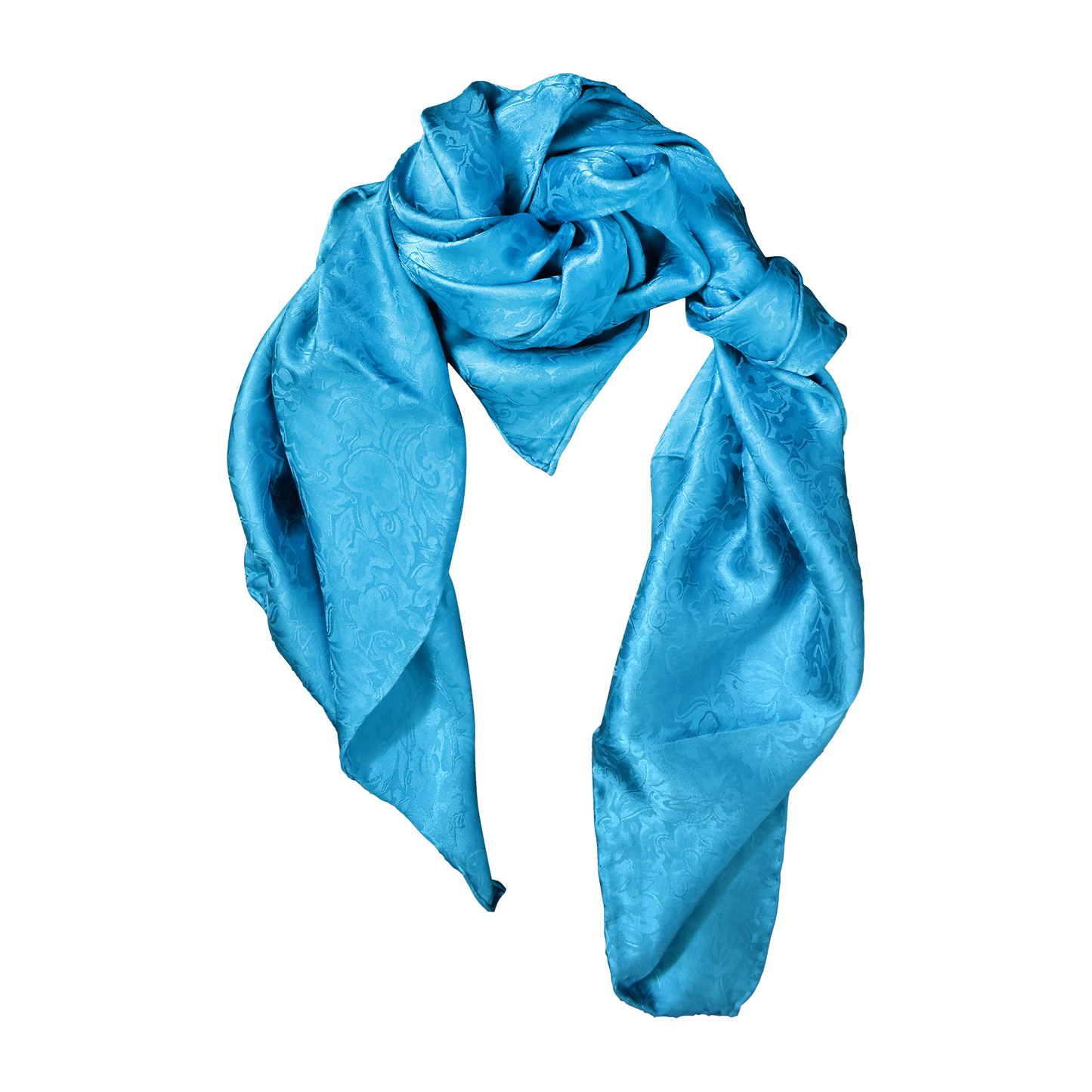 Aqua Jacquard Silk Wild Rag