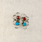 Turquoise and Coral Butterfly Outline Stud Earrings