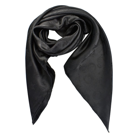 Black Cowboy Logo Jacquard Silk Wild Rag