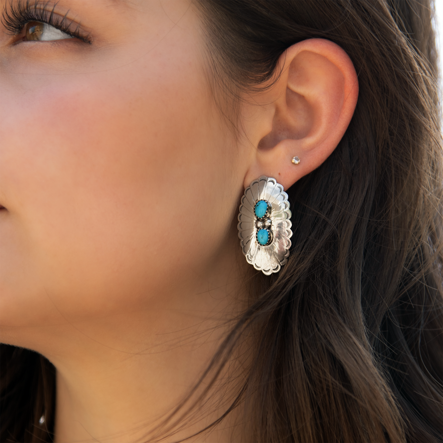 Sacred Wings Silver & Turquoise Studs by Jeff Largo