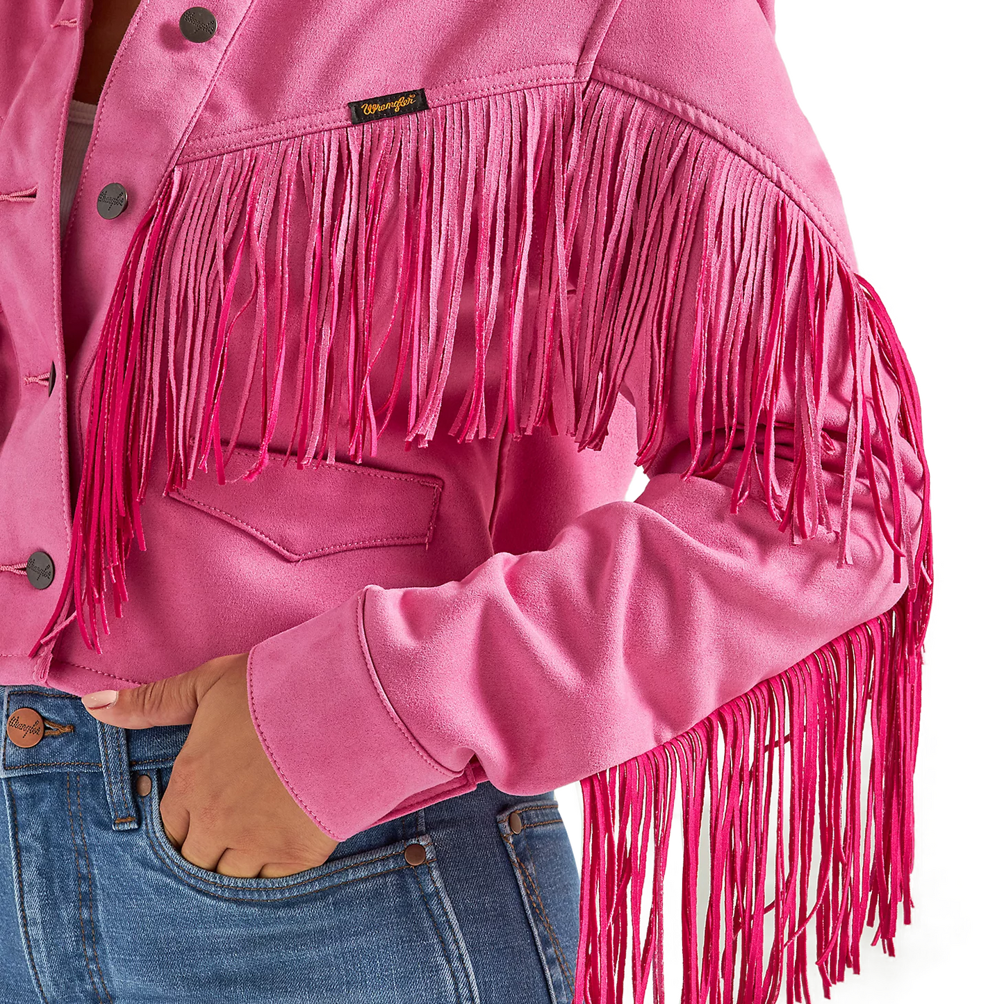 Wrangler Women's Retro® Crop Fringe Jacket - Pink