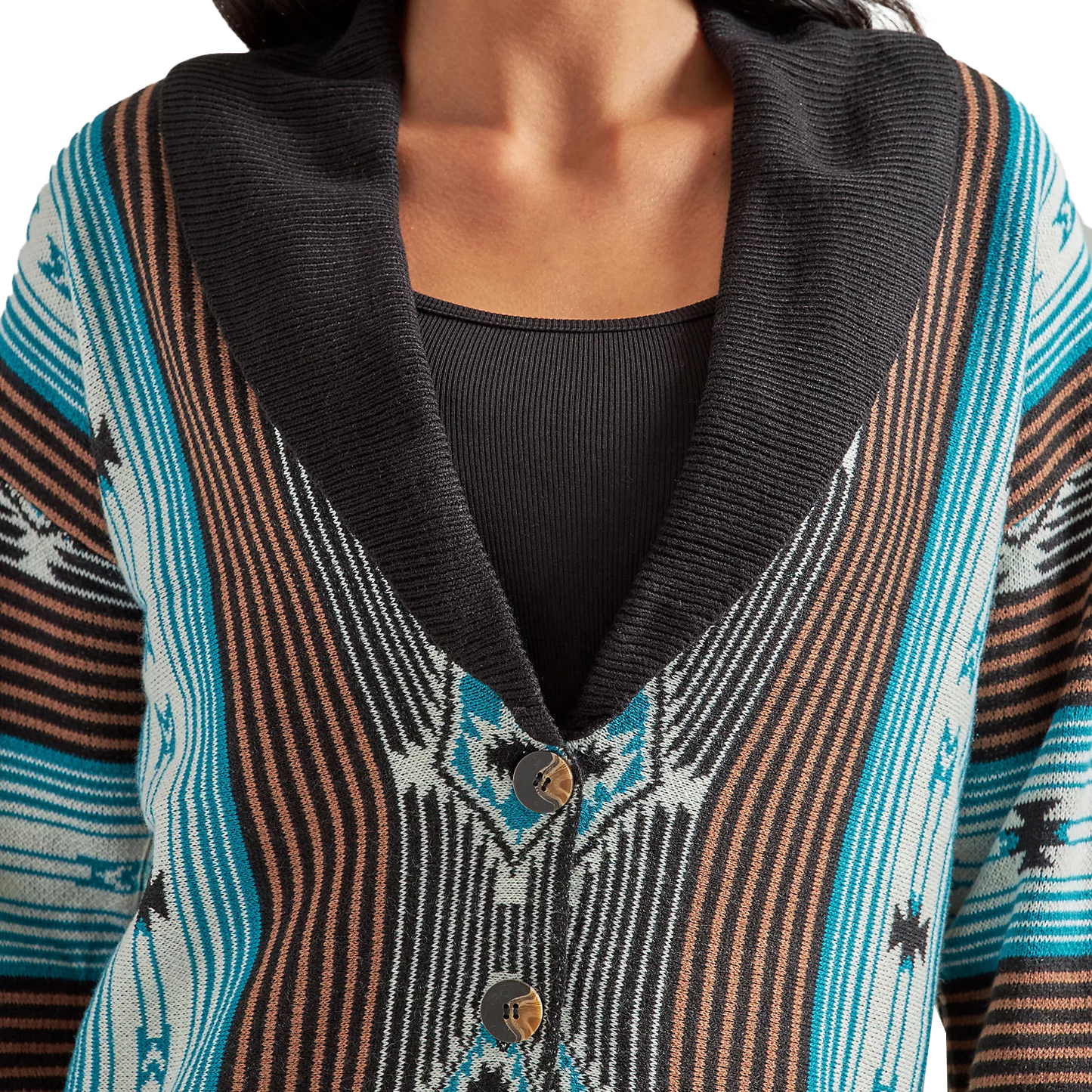 Women's Wrangler Retro® Geo Shawl Collar Cardigan Sweater - Black