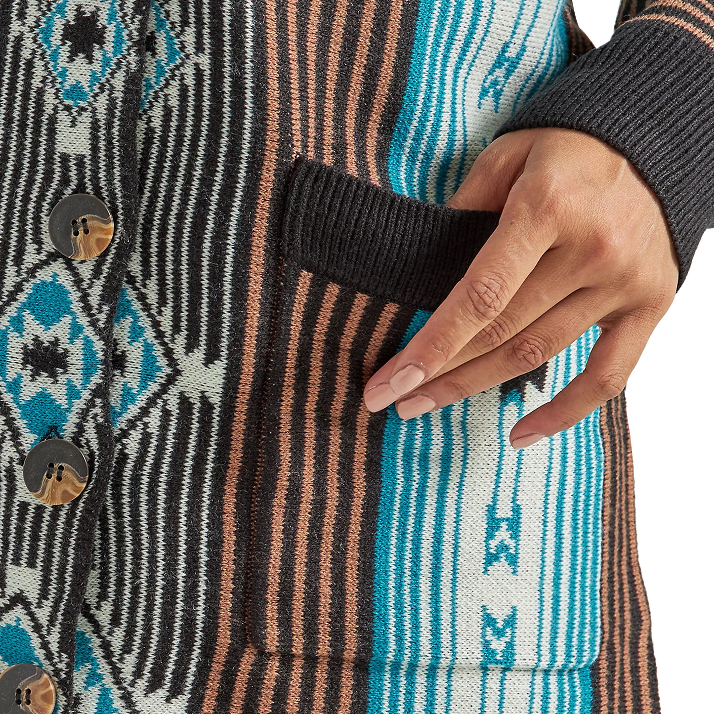 Women's Wrangler Retro® Geo Shawl Collar Cardigan Sweater - Black