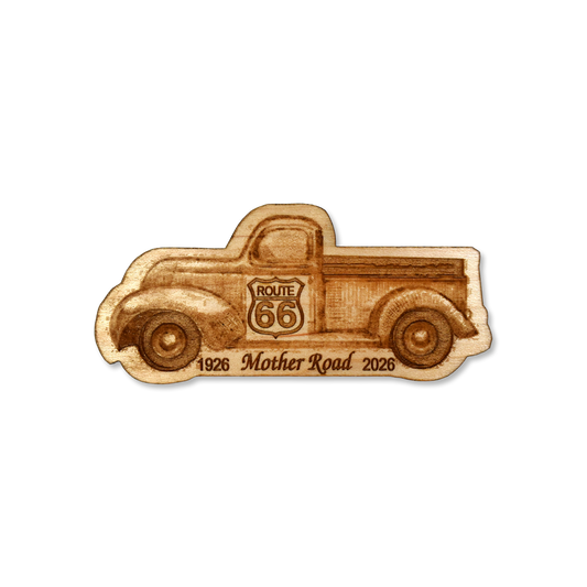 Woodcut Vintage Truck Route 66 Centennial Magnet