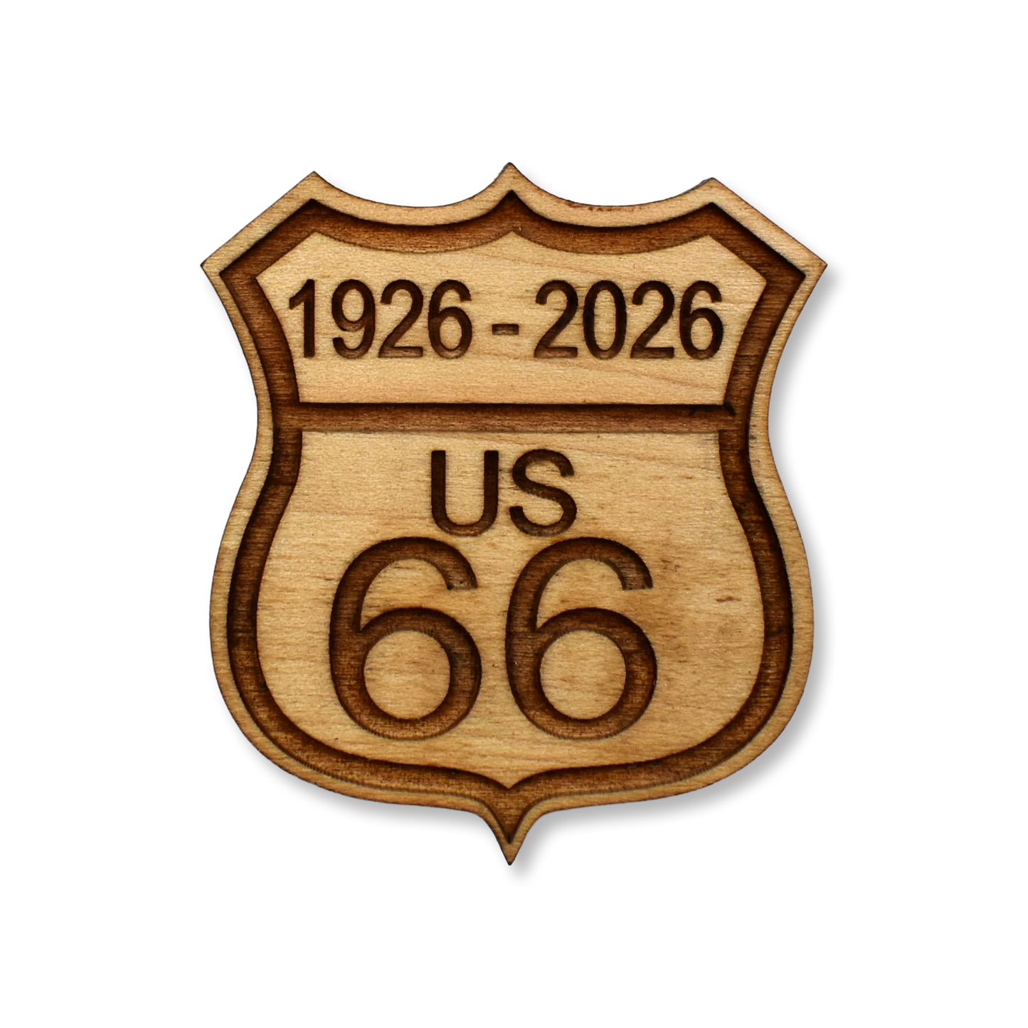 Wooden Route 66 Centennial Magnet