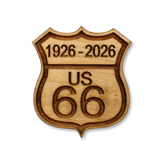 Wooden Route 66 Centennial Magnet