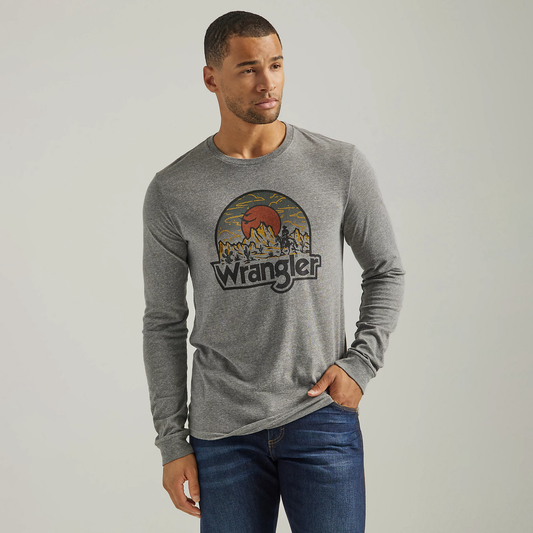 Wrangler Men's Long Sleeve Desert Sunrise T-Shirt - Graphite Heather