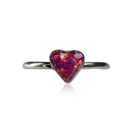 Sparkling Pink Opal Heart Ring