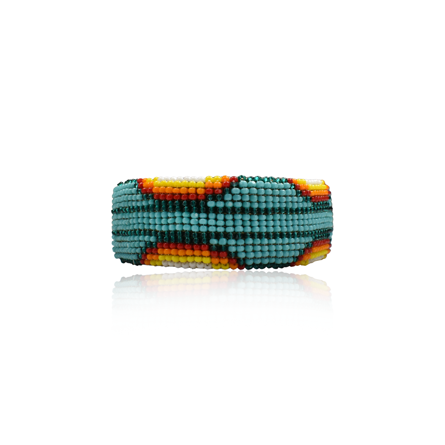 Multicolor Hand-Beaded Buckskin Bracelet by Yonavea Hawkins