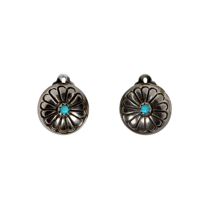 Vintage Sleeping Beauty Turquoise Concho Clip-On Earrings