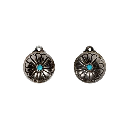 Vintage Sleeping Beauty Turquoise Concho Clip-On Earrings