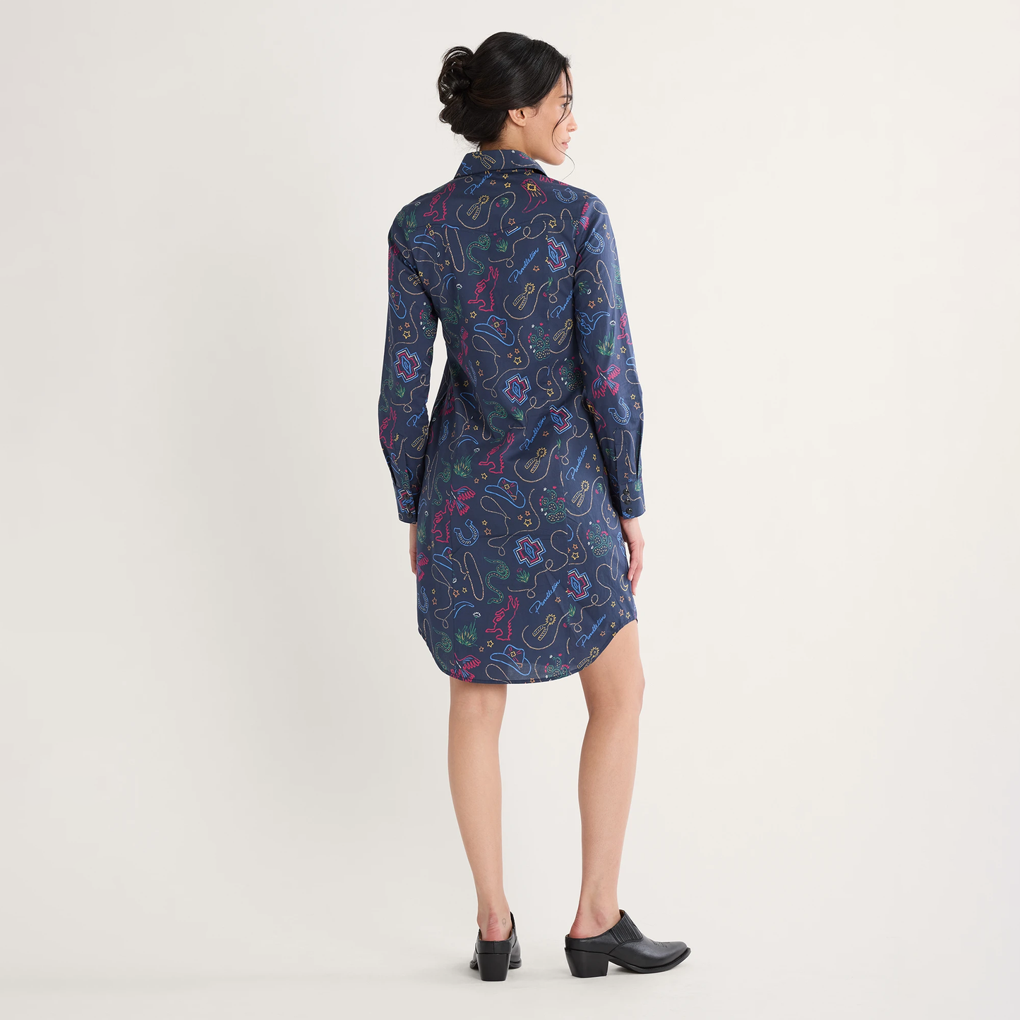 Pendleton Women's Western Print Gambler Shirt Dress - Navy Brights