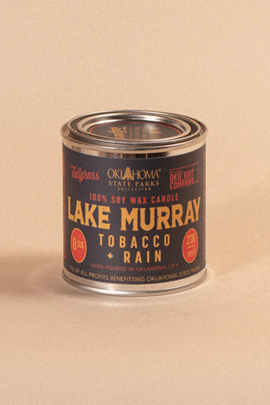 Oklahoma State Parks Collection: Lake Murray - Tobacco + Rain Soy Wax Candle - 8 oz.