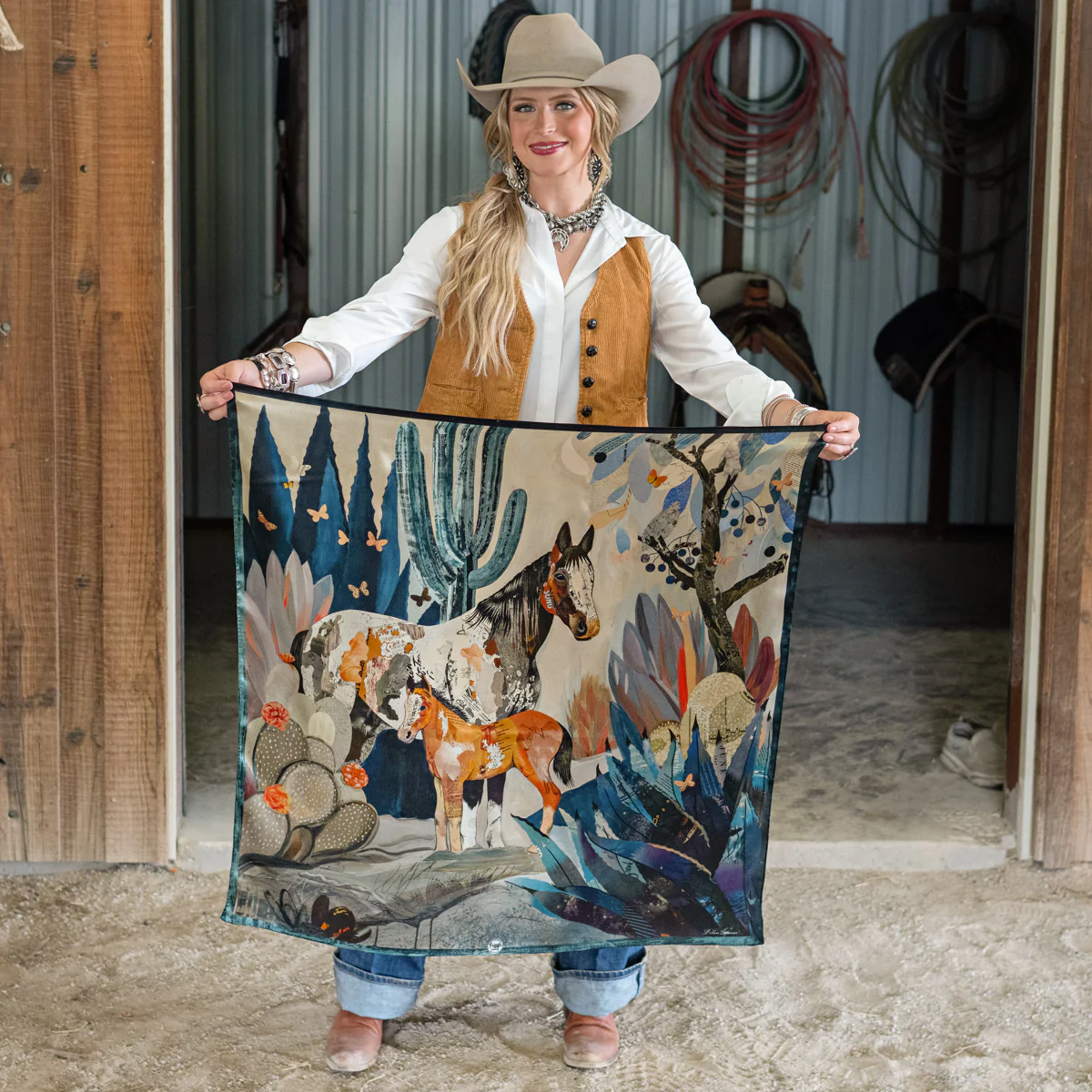 Fringe "Blue Melodies" by Dolan Geiman Silk Wild Rag