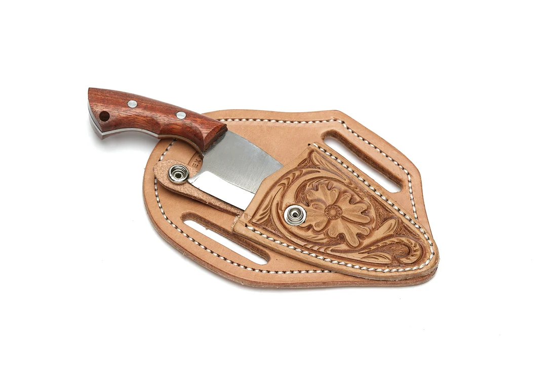 Texas Saddlery Floral Leather Knife Sheath with Knife