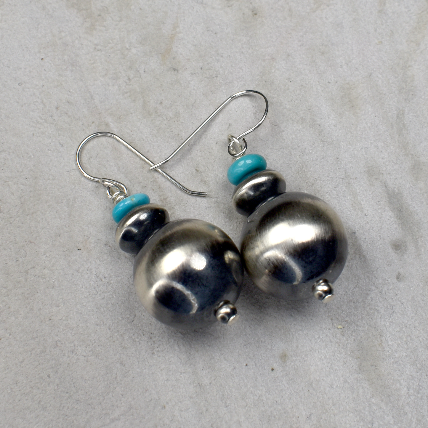 Zia Mountain Navajo Pearl and Pillow Bead Earrings with Sleeping Beauty Turquoise