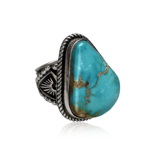 Desert Current Kingman Turquoise Teardrop Statement Ring by Albert Jake