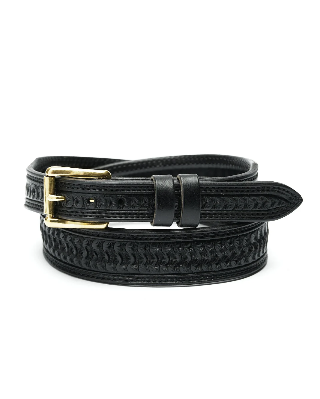 Texas Saddlery Swirl Stamped Tapered Leather Belt