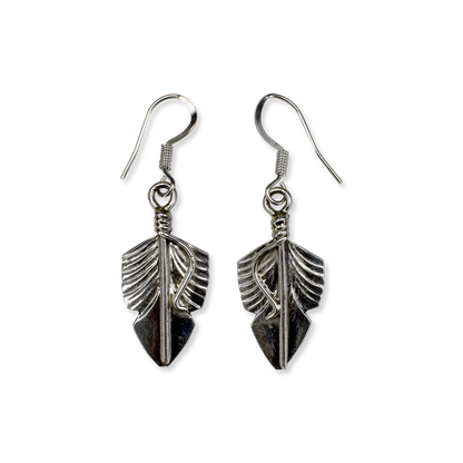 Short Prayer Feather Drop Earrings by Chris Charley