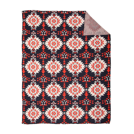 Aztec Throw Blanket - Black/Red