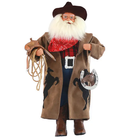 Cowboy Santa with Horseshoe Figurine