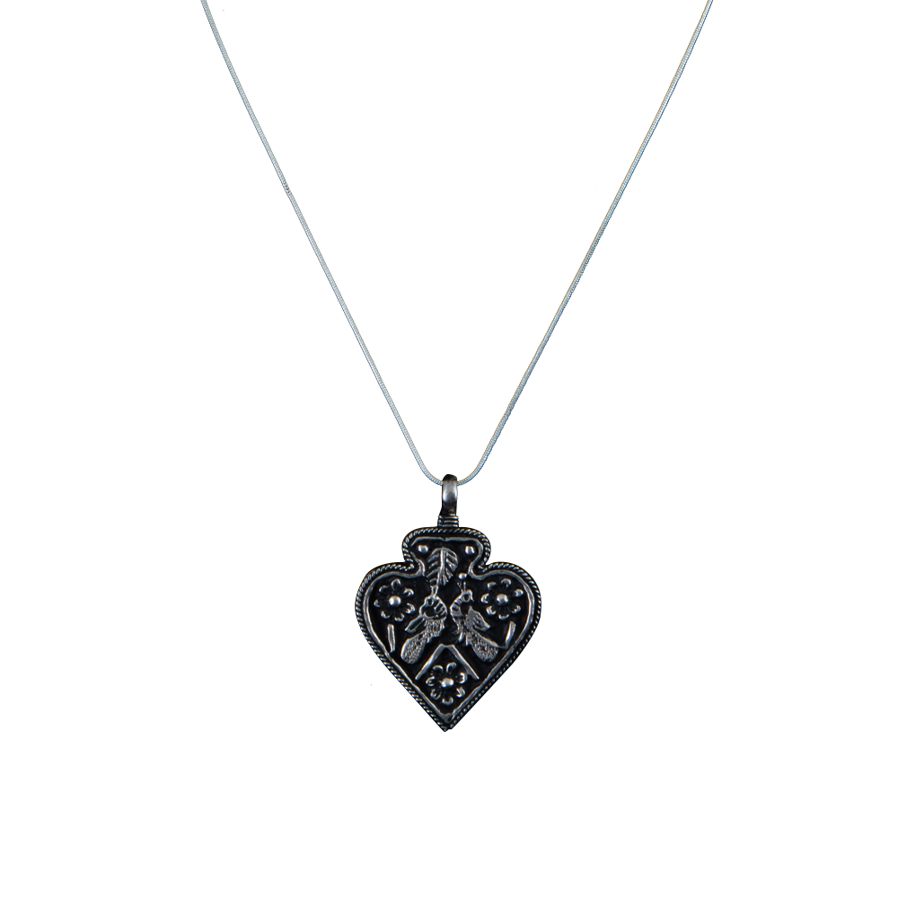 Coreen Cordova "Silver Bird Heart" Triple-Plated Pendant