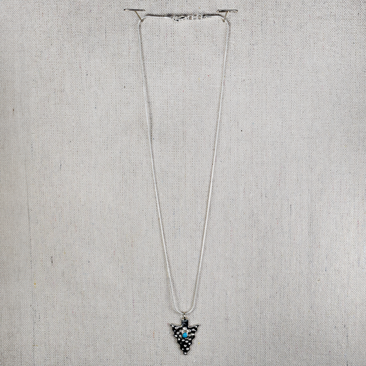 Sand Cast Arrowhead Necklace with Sleeping Beauty Turquoise by Pauline Nelson & Levy Begay