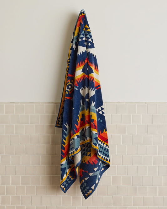 Pendleton Oversized Jacquard Spa Towel - Nehalem Navy