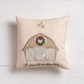 Christmas Nativity Barn Embroidered Cotton Pillow