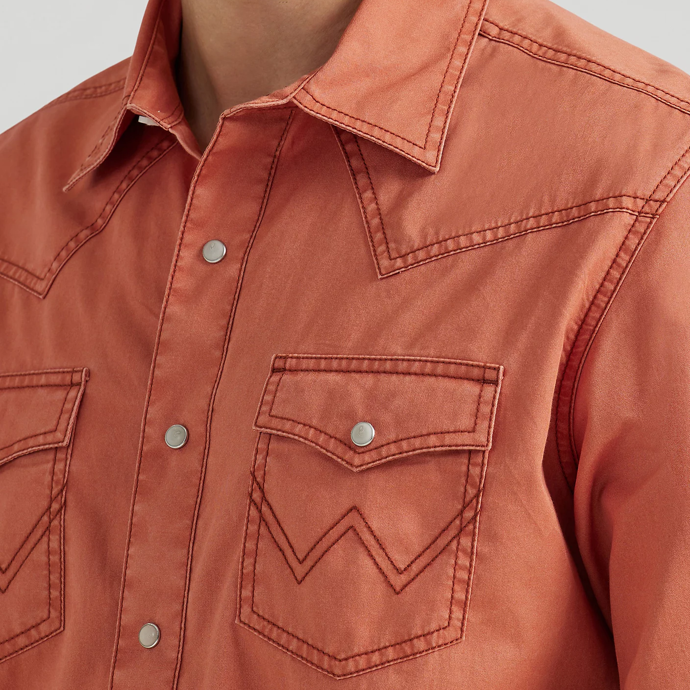 Wrangler Men's Retro Premium Western Snap Solid Shirt - Rust