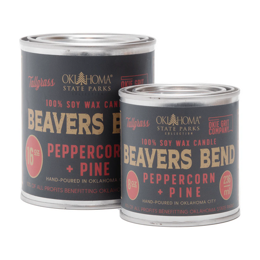 Oklahoma State Parks Collection: Beavers Bend- Peppercorn + Pine Soy Wax Candle