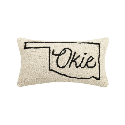 Monochrome Okie Map Hook Pillow