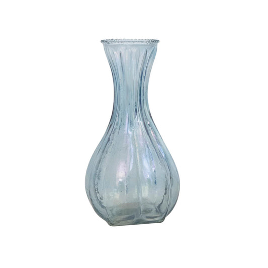 Debossed Glass Vase - Blue
