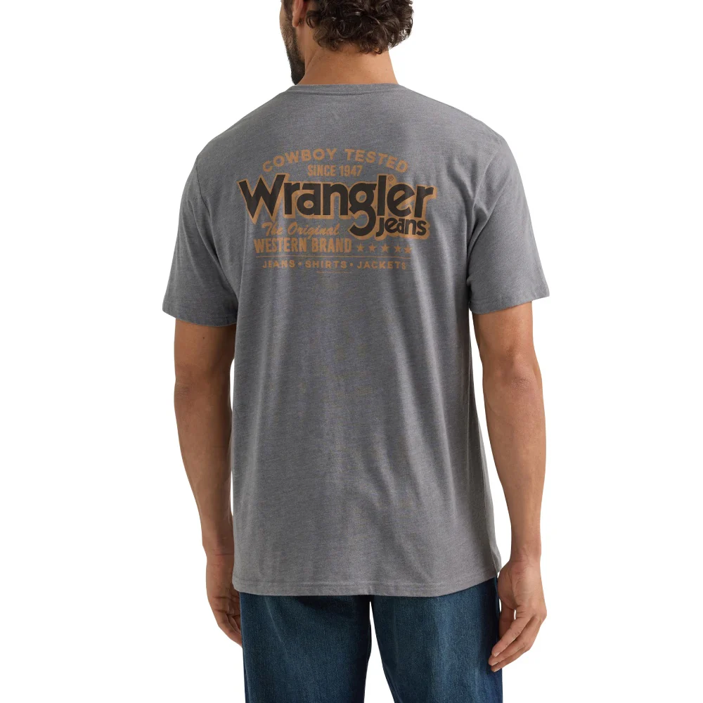 Wrangler Men's Cowboy Tested Graphic Short Sleeve Tee - Grey Heather