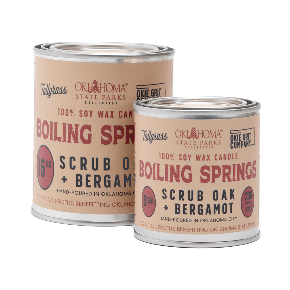 Oklahoma State Parks Collection: Boiling Springs- Scrub Oak + Bergamot Soy Wax Candle