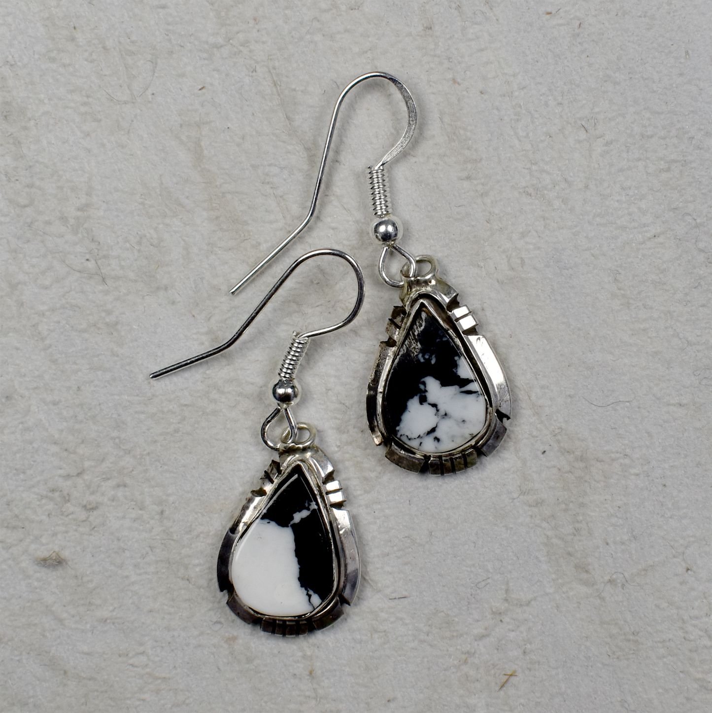 White Buffalo Teardrop Earrings by Calvin Spencer