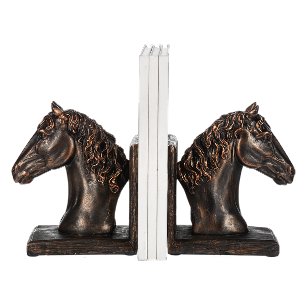 Antique Bronze Horse Bookend - Pair