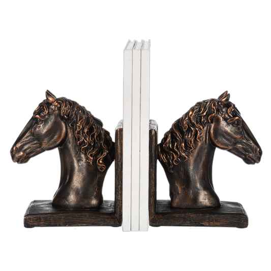 Antique Bronze Horse Bookend - Pair