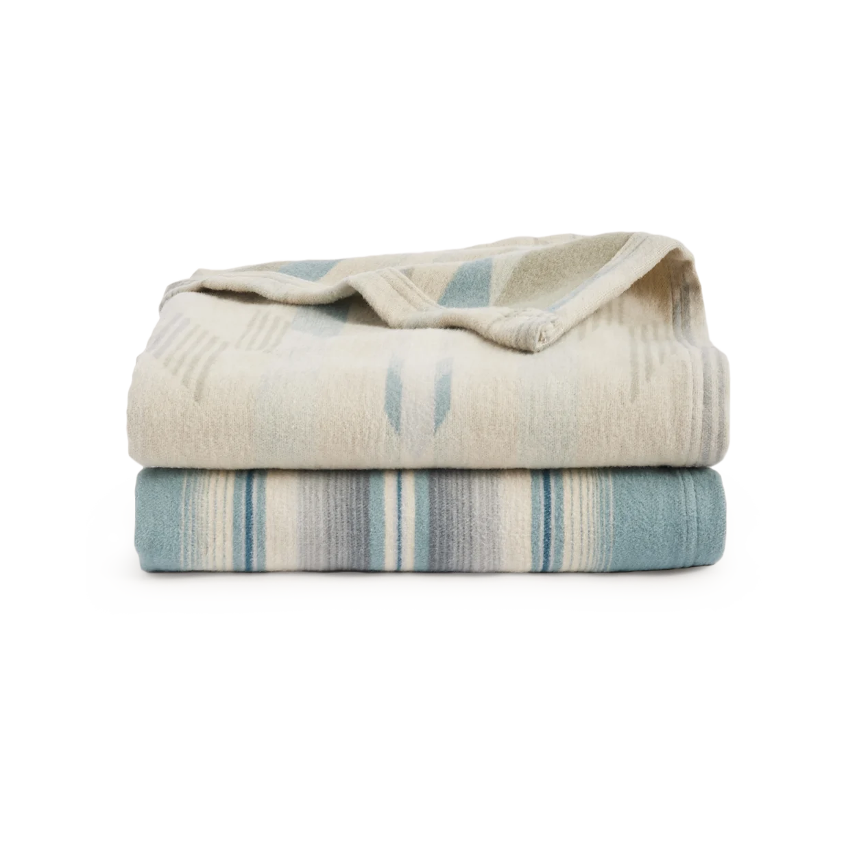 Pendleton Wyeth Falls/Stripe Organic Cotton Throw Gift Pack - Linen
