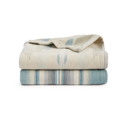 Pendleton Wyeth Falls/Stripe Organic Cotton Throw Gift Pack - Linen