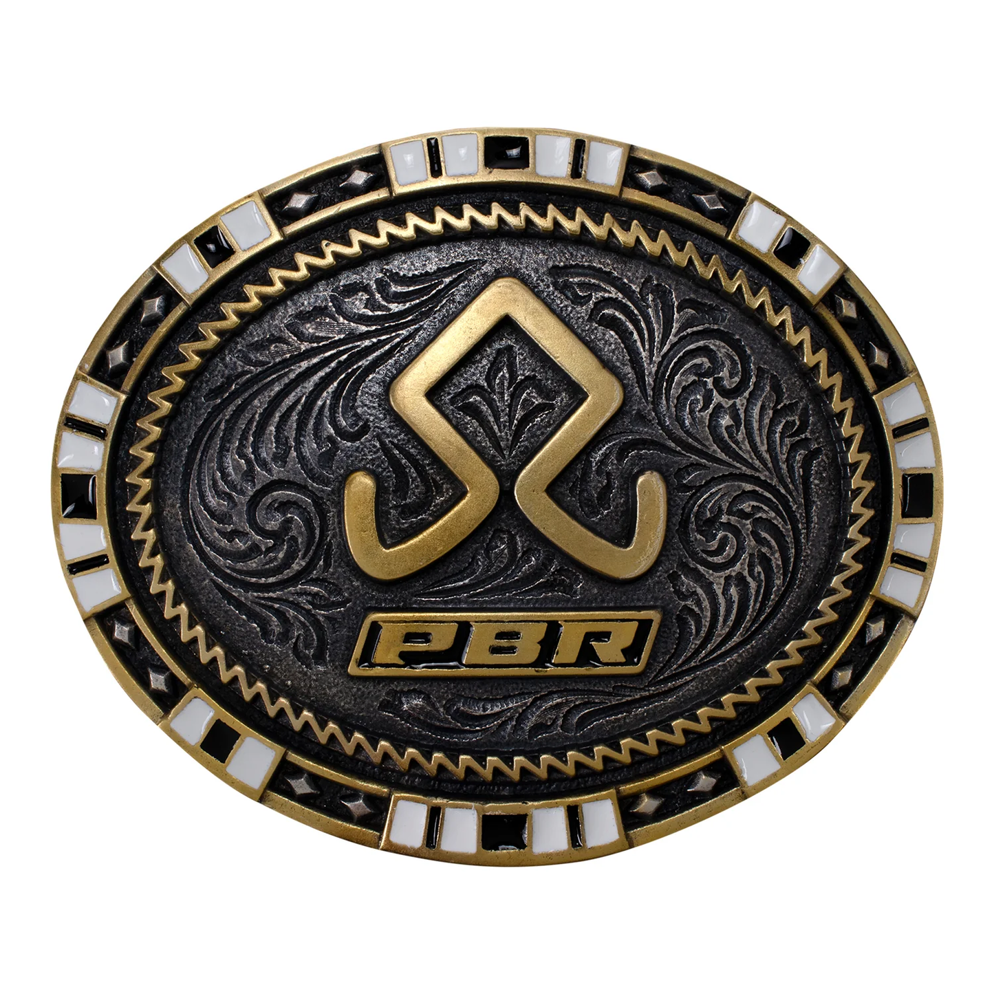 JJ X PBR Sterling Silver and Gold Plated Oval Belt Buckle