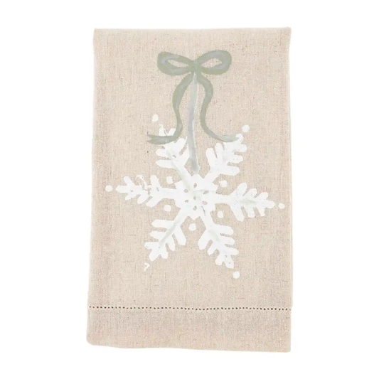 Painted Snowflake White Christmas Kitchen Towel