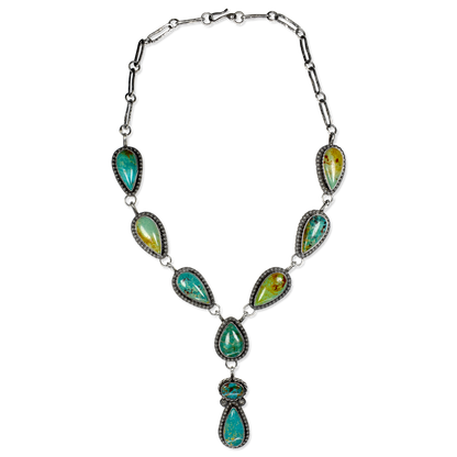 Teller Teardrop Kingman and Royston Turquoise Lariat Necklace