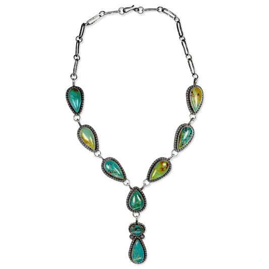 Teller Teardrop Kingman and Royston Turquoise Lariat Necklace