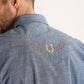 Pendleton Men's Rodeo Embroidered Chambray Gambler Shirt - Dark Blue/Rodeo